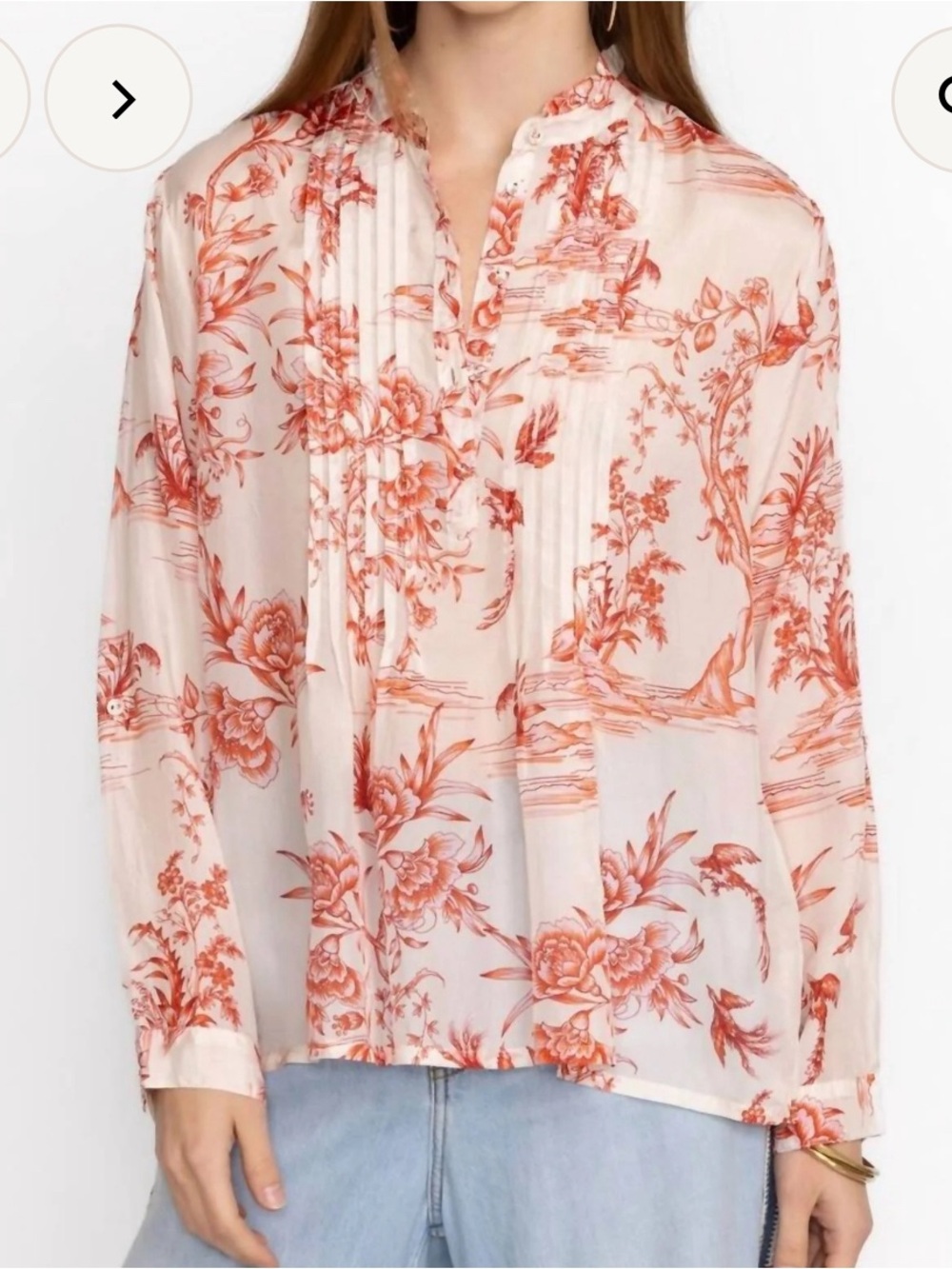 100% Silk JOHNNY WAS fire malia blouse in white Size:large